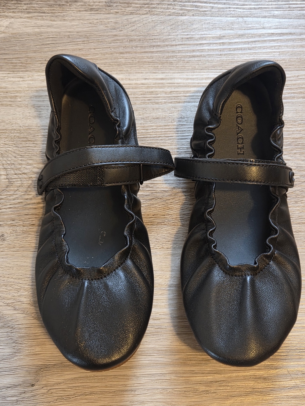 Coach Black Leather Mary Jane Flats